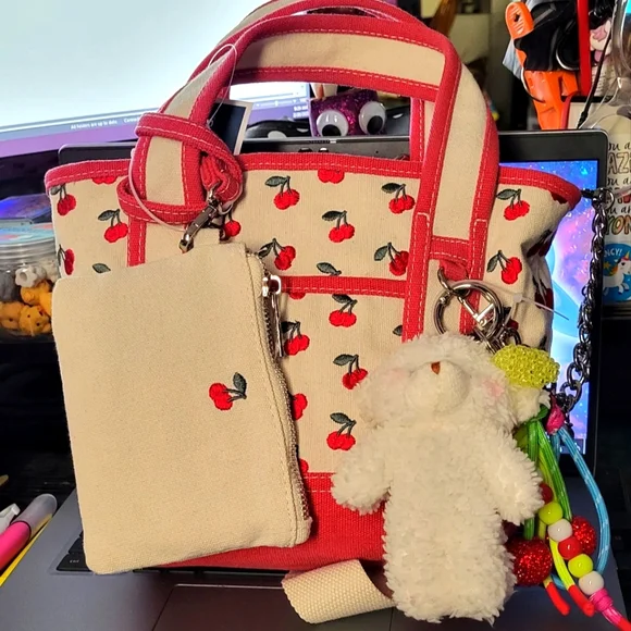 Madden Girl Bags Madden Girl Cherry Canvas Tote With Bag